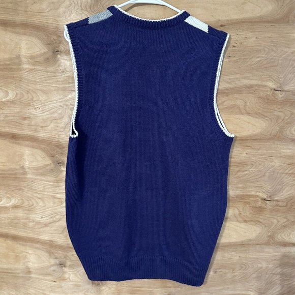 South Pole Mens Large Argyle Sweater Vest Embroidered Logo Purple Gray - Picture 2 of 5